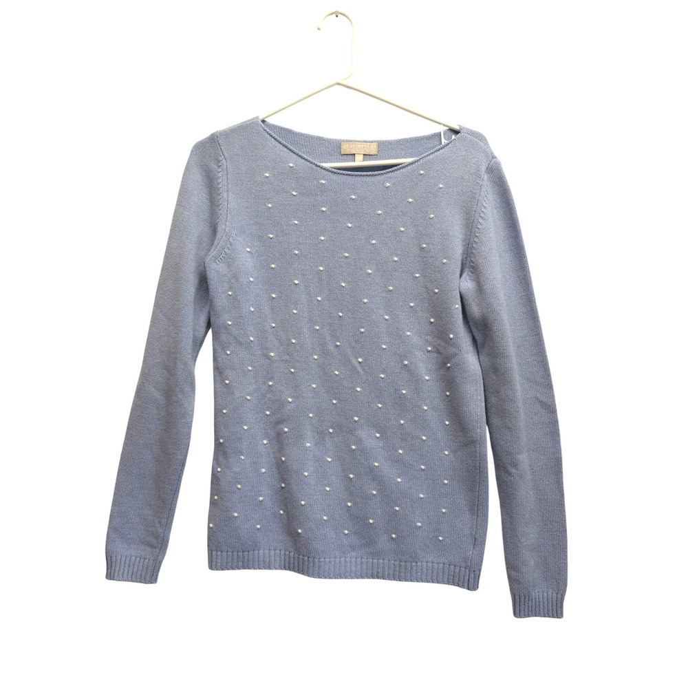Benedetta B Sweater 3D Polka Dot Embellished Merino Cashmere S Blue Women